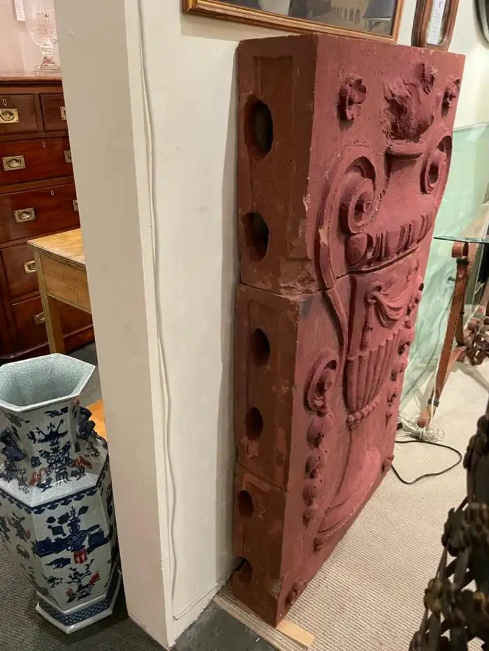 Monumental 19th Century Neoclassical Terracotta Urn Architectural Relief