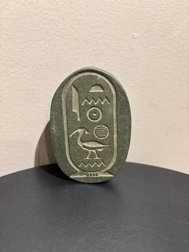 Grand Tour Egyptian Scarab of Carved Steatite with Hieroglyphics