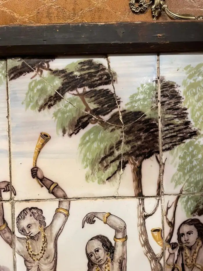 18th/19th Century Portuguese Tile Painting of Native Americans