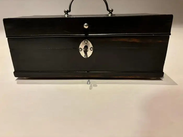 19th Century Dutch Ebony Box With Silver Mounts and Hinges