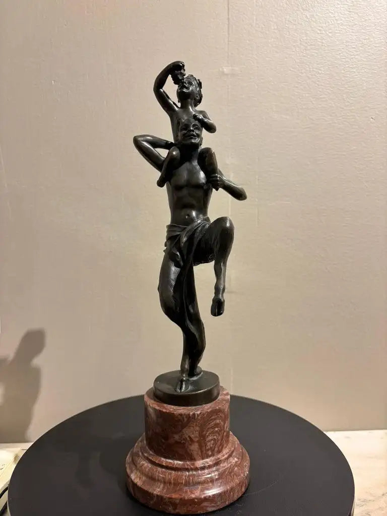 Bronze Satyr Carrying the Young Dionysus by Franz Bergman