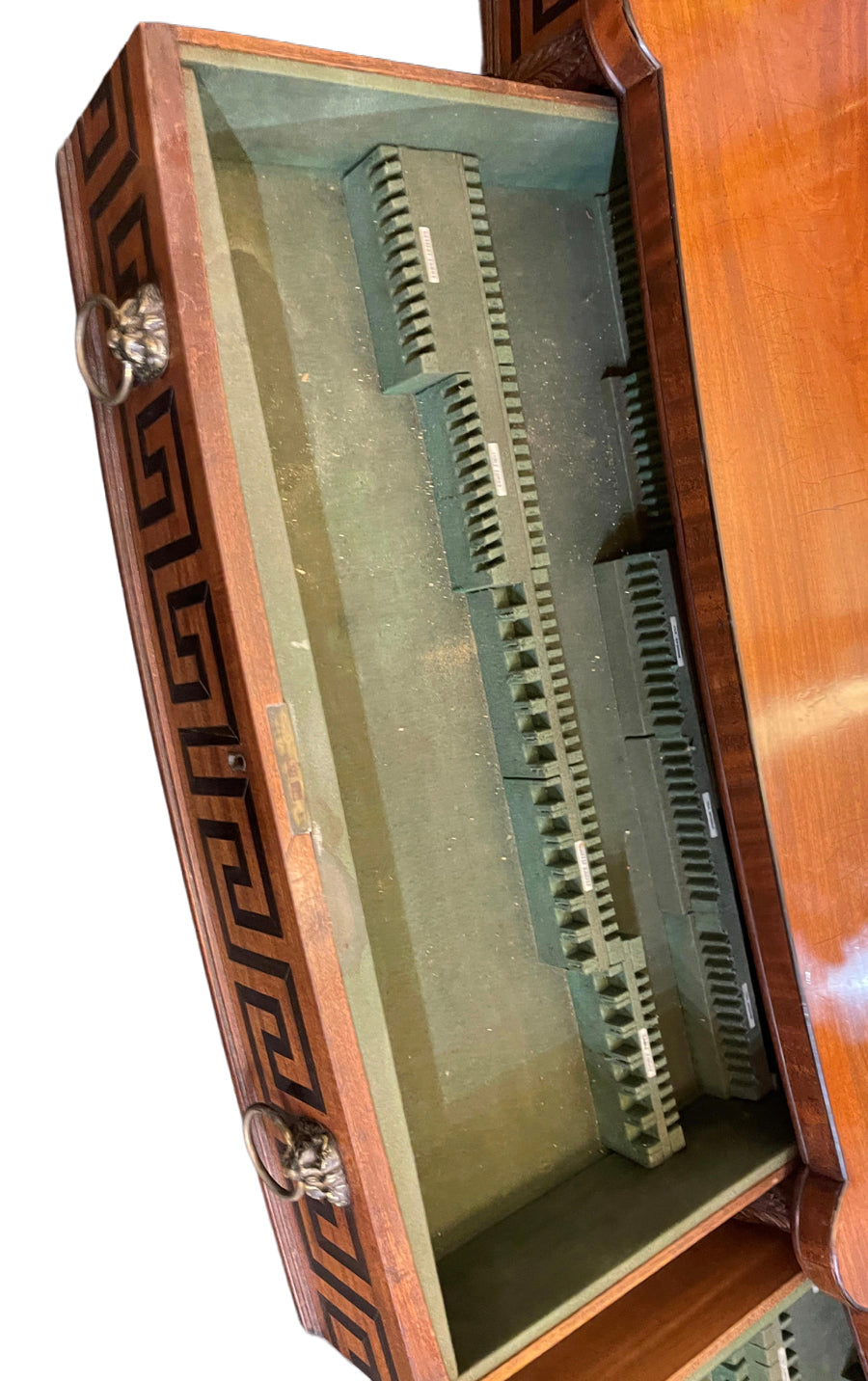 Regency Mahogany Bow-Front Sideboard with Ebony-Inlaid Greek-Key Decoration