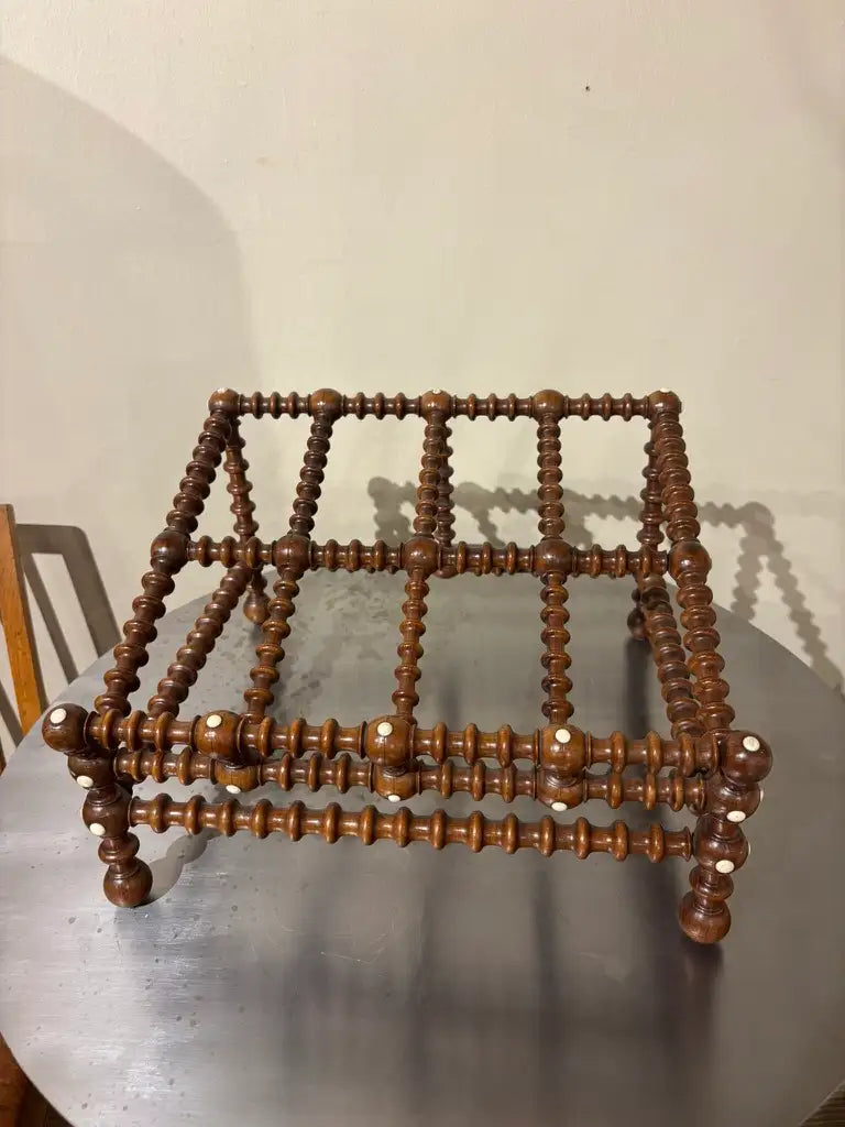 19th Century English Regency Turned Elmwood Book Stand with Bone Decoration
