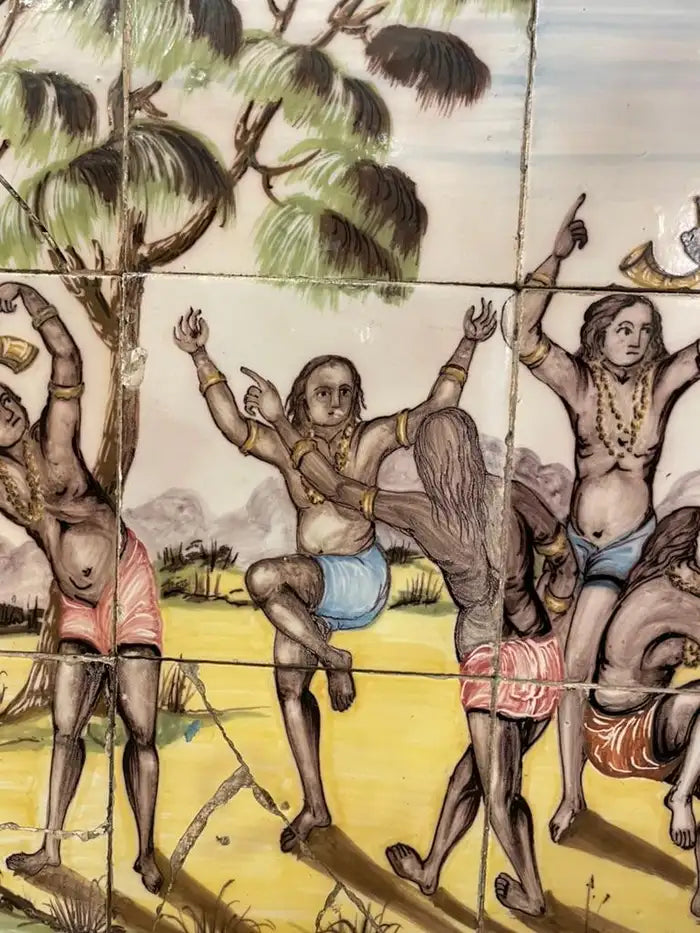18th/19th Century Portuguese Tile Painting of Native Americans