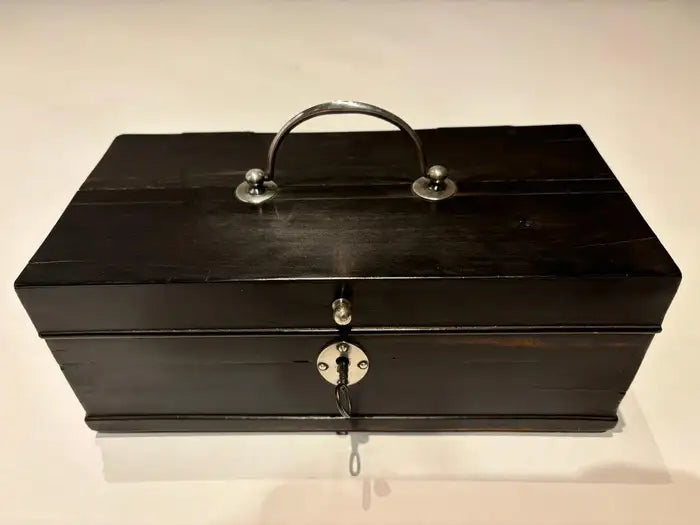 19th Century Dutch Ebony Box With Silver Mounts and Hinges