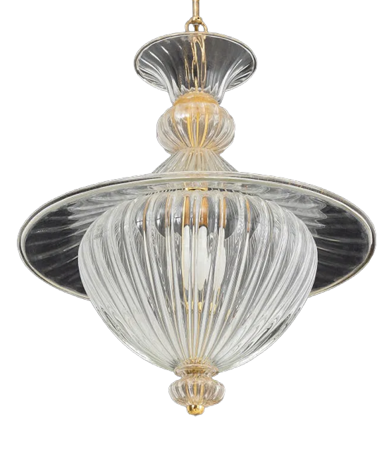 Barovier & Toso Gold-Flecked Glass Chandelier