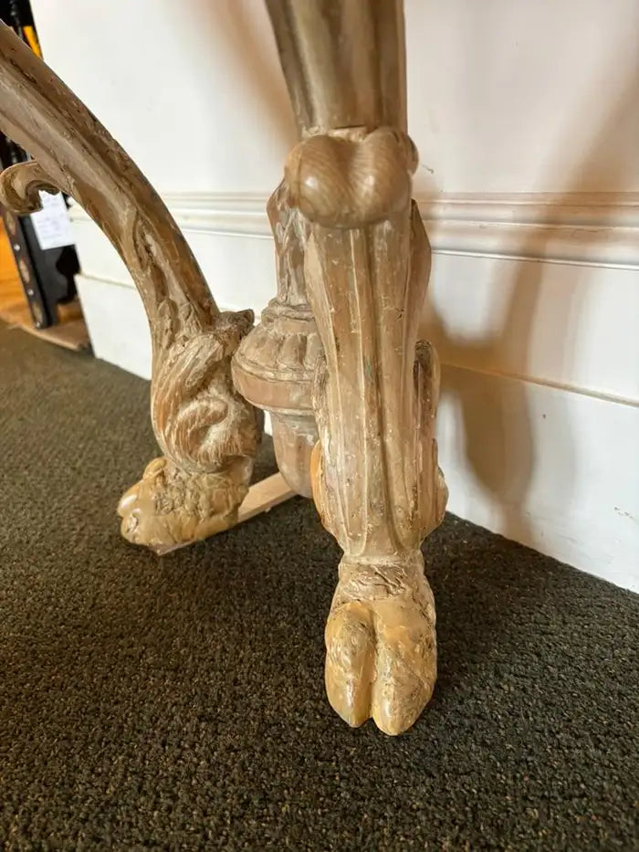 18th Century Italian Carved Rams Head Console Table With Scagliola Top