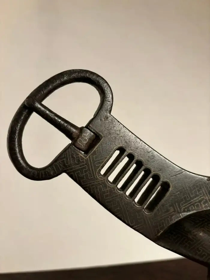 18th Century Japanese Silver Inlaid Iron Shogun Stirrup Abumi