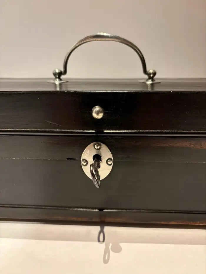 19th Century Dutch Ebony Box With Silver Mounts and Hinges