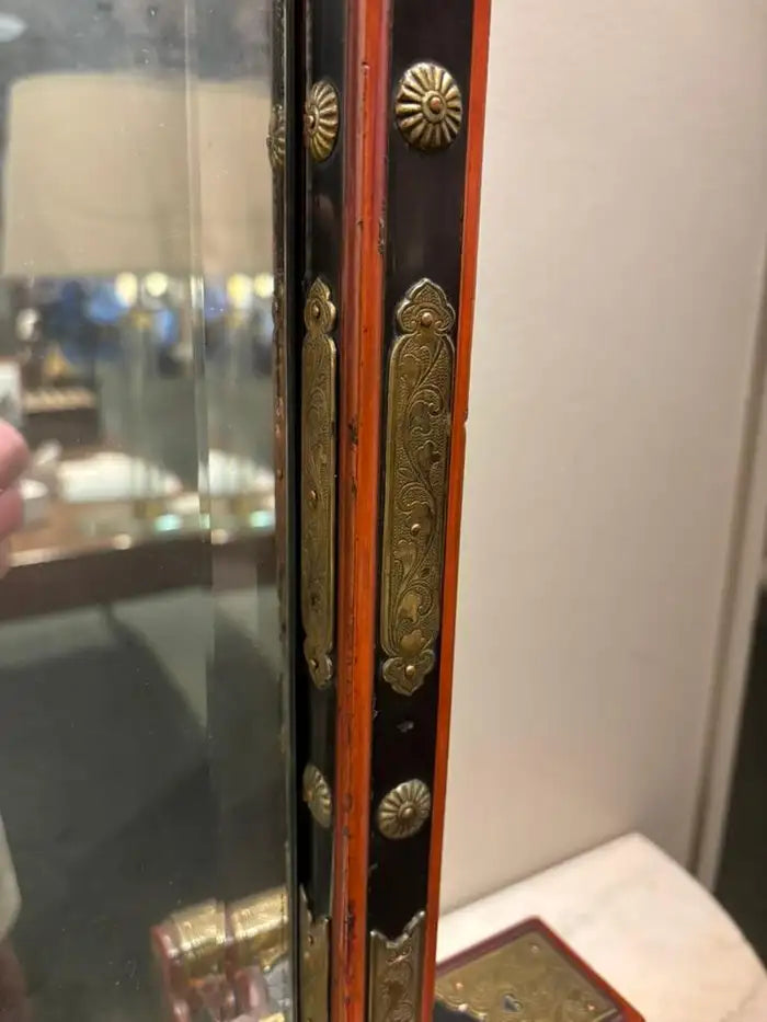 19th Century Japanese Red & Black Lacquer Table Mirror with Gilt Brass Mounts
