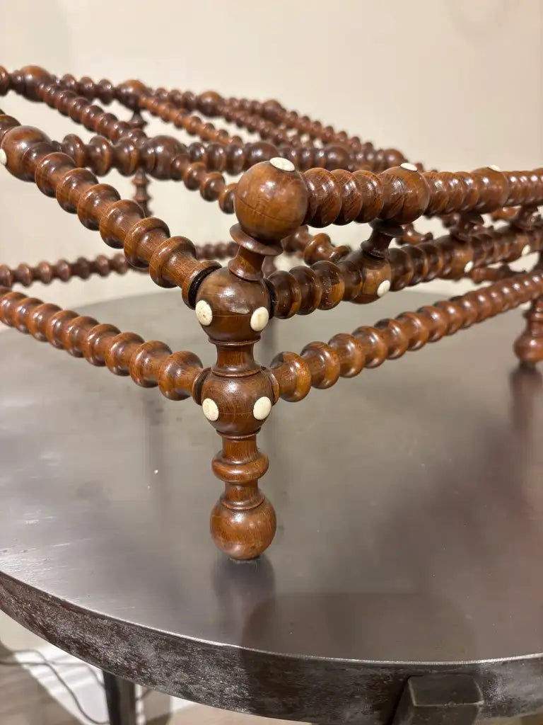 19th Century English Regency Turned Elmwood Book Stand with Bone Decoration