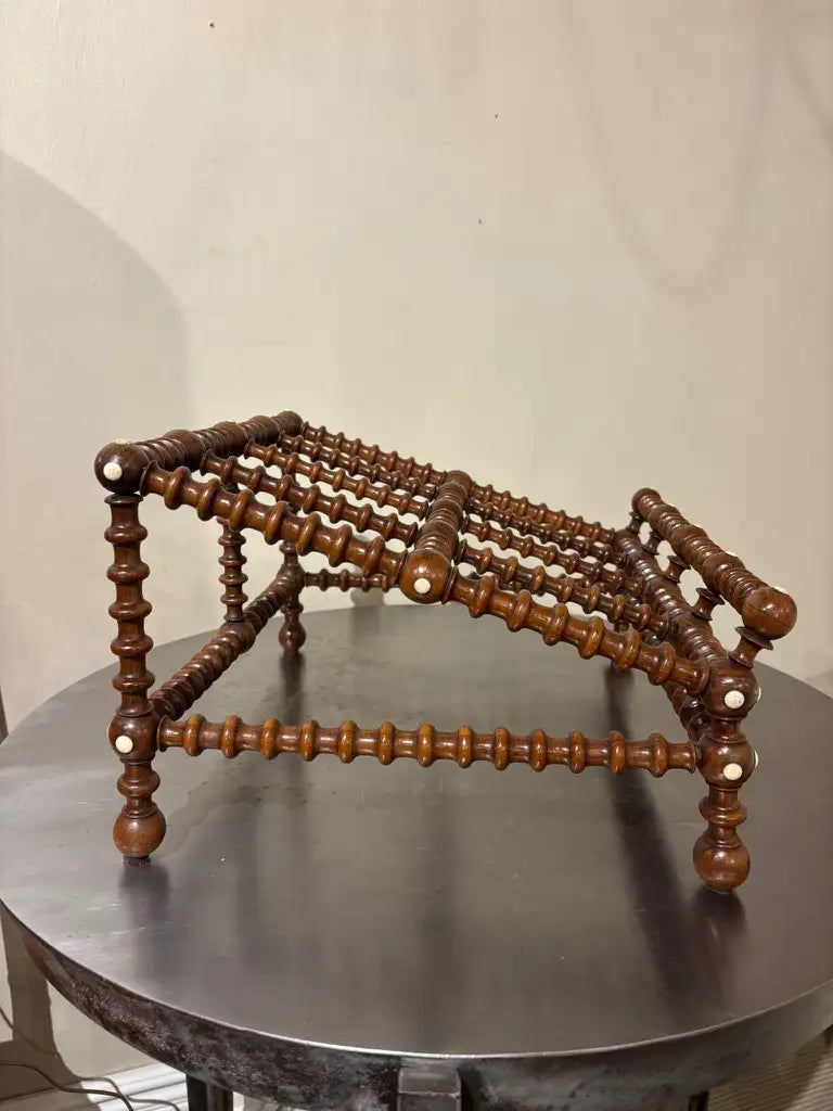 19th Century English Regency Turned Elmwood Book Stand with Bone Decoration