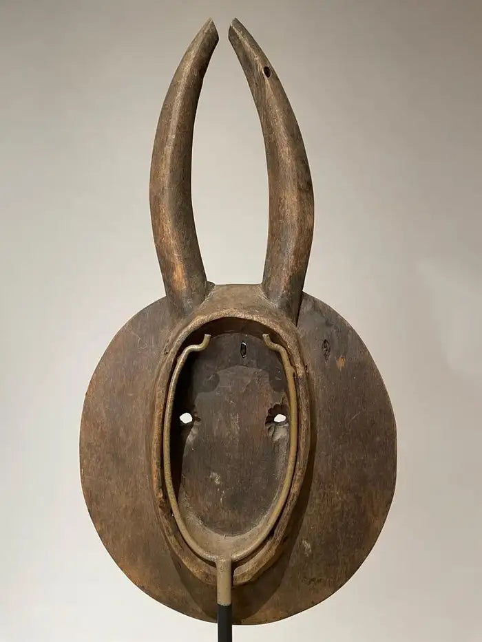 African Goli Style Tribal Mask Mounted on a Custom Steel Base
