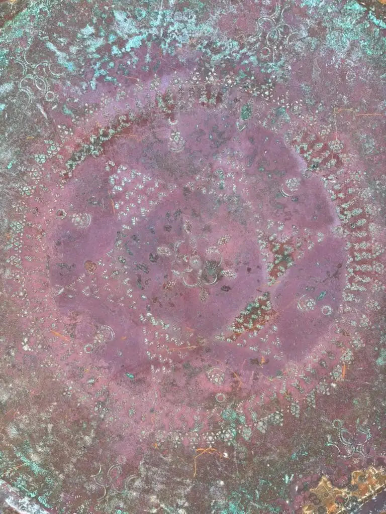 Moroccan Copper Charger With Etched Designs and Great Color
