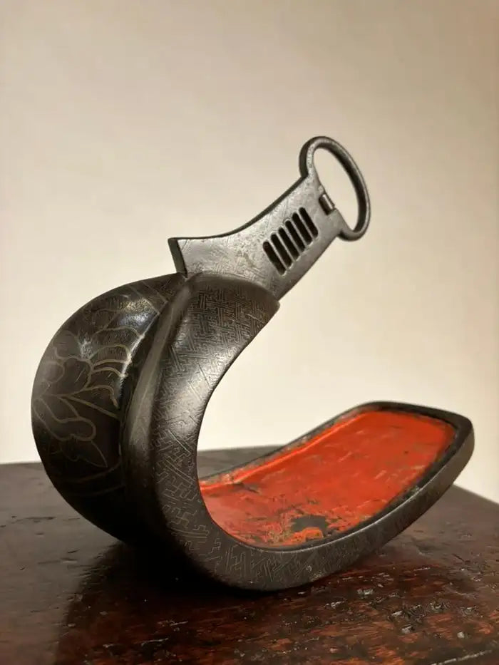 18th Century Japanese Silver Inlaid Iron Shogun Stirrup Abumi