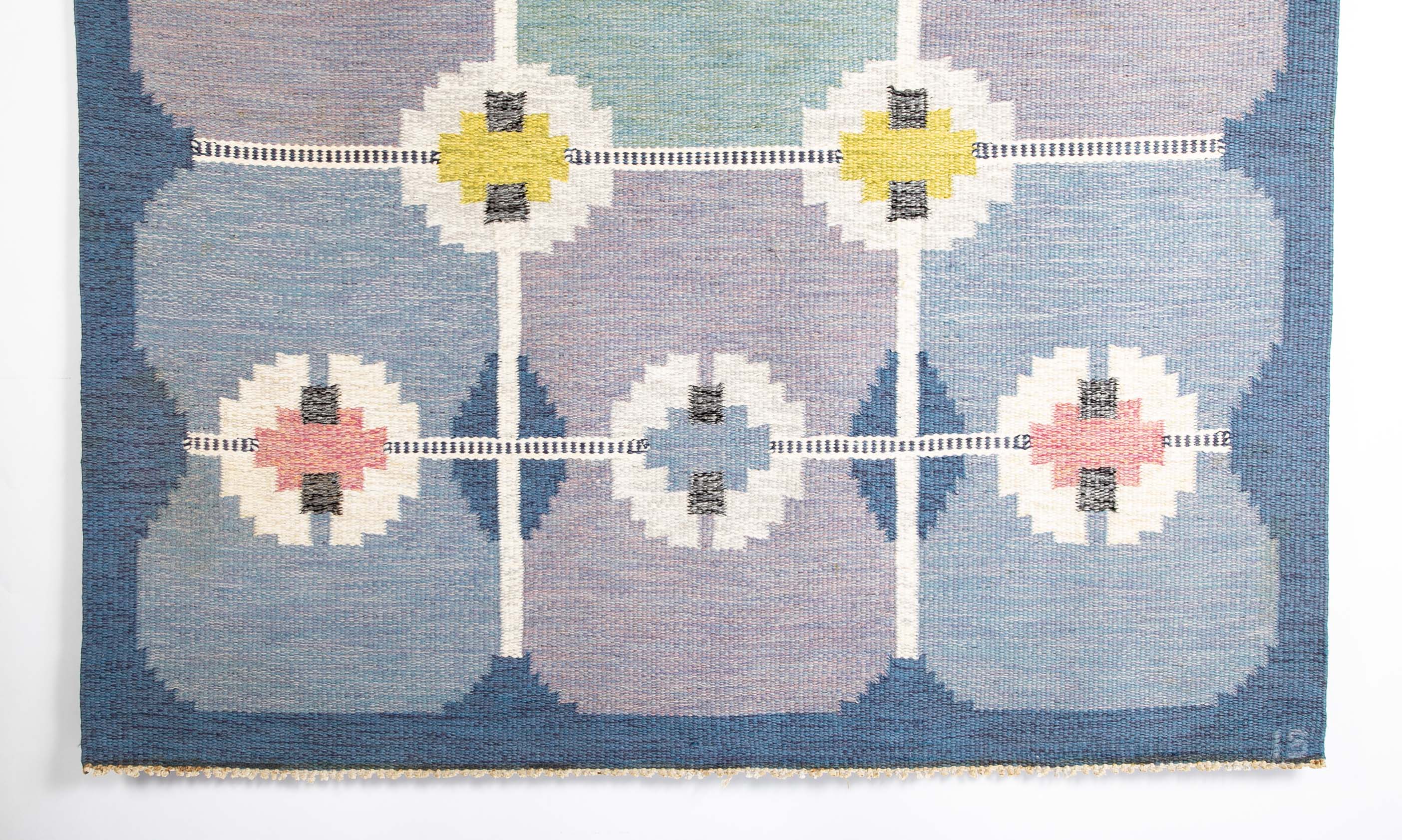 Ingegerd Silow Handwoven Wool Carpet in Rölakan Flatweave Technique