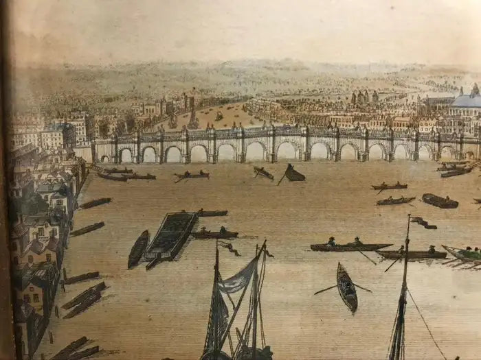 18th Century Color Engraving of Westminster, Somerset House in Original Frame