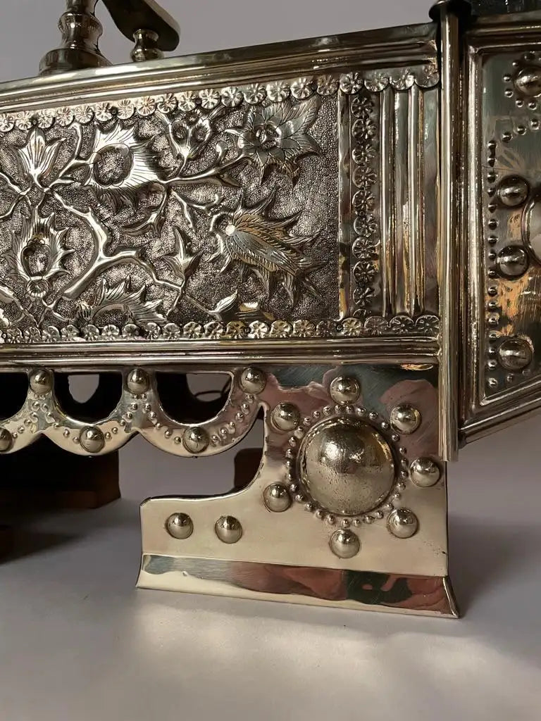 19th Century Turkish Brass Repousse Valet Shoe Shine Decorative Stand