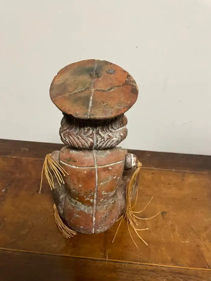 Mexican Terracotta Articulated Doll Figure Wearing a Military Hat