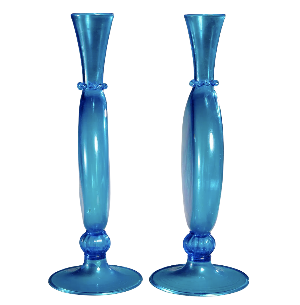 Vittorio Zecchin, pair Soffiato vases, model 5093