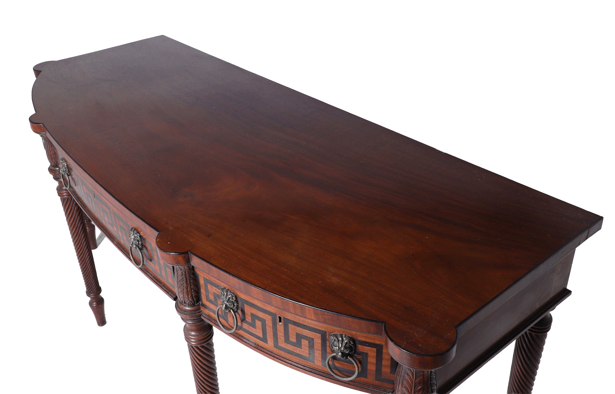 Regency Mahogany Bow-Front Sideboard with Ebony-Inlaid Greek-Key Decoration
