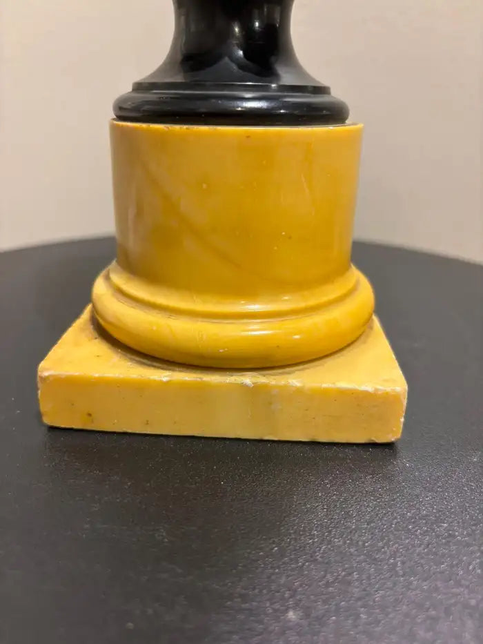 Signed Bronze Bust of Moses on a Sienna Marble Base, After Michelangelo