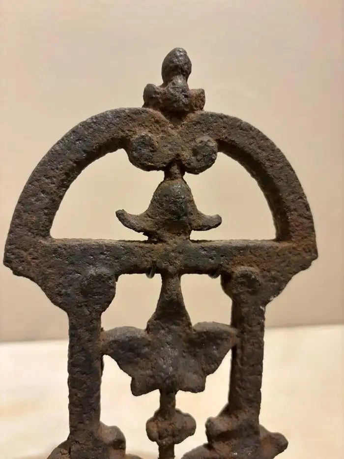 Two 17th Century French Iron Choir Screen Fragments, Mounted on Custom Bases