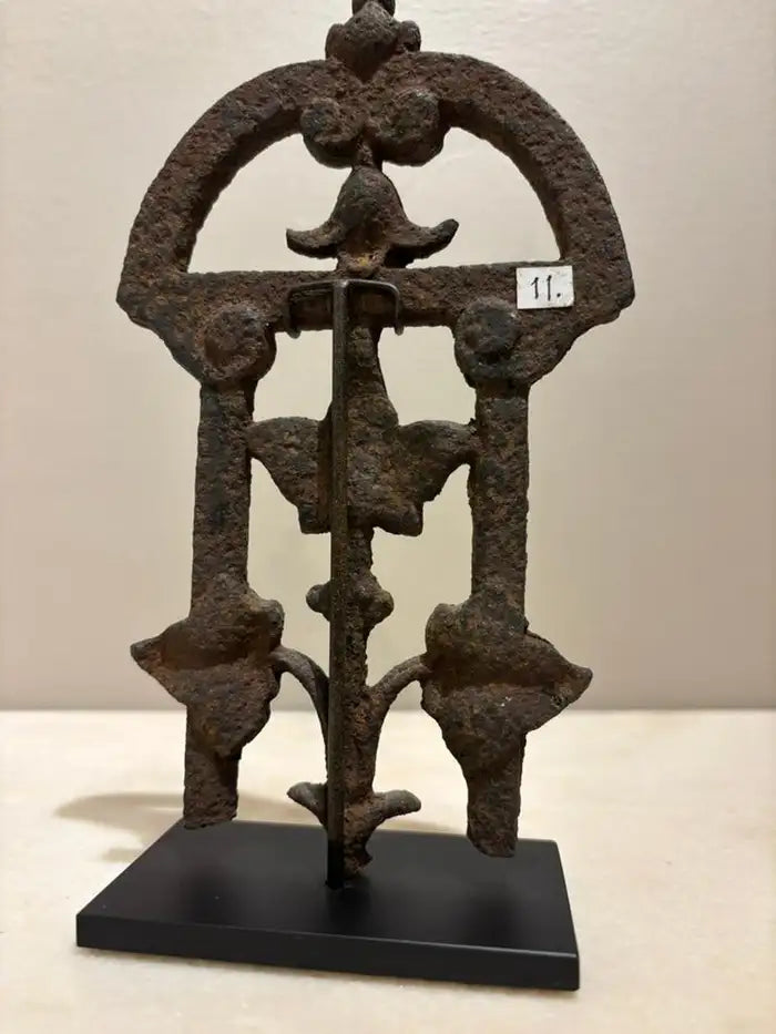 Two 17th Century French Iron Choir Screen Fragments, Mounted on Custom Bases