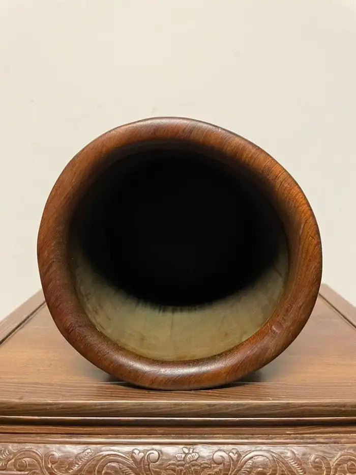 Chinese Bamboo Calligraphy Brush Holder Carved with Scholars in a Garden