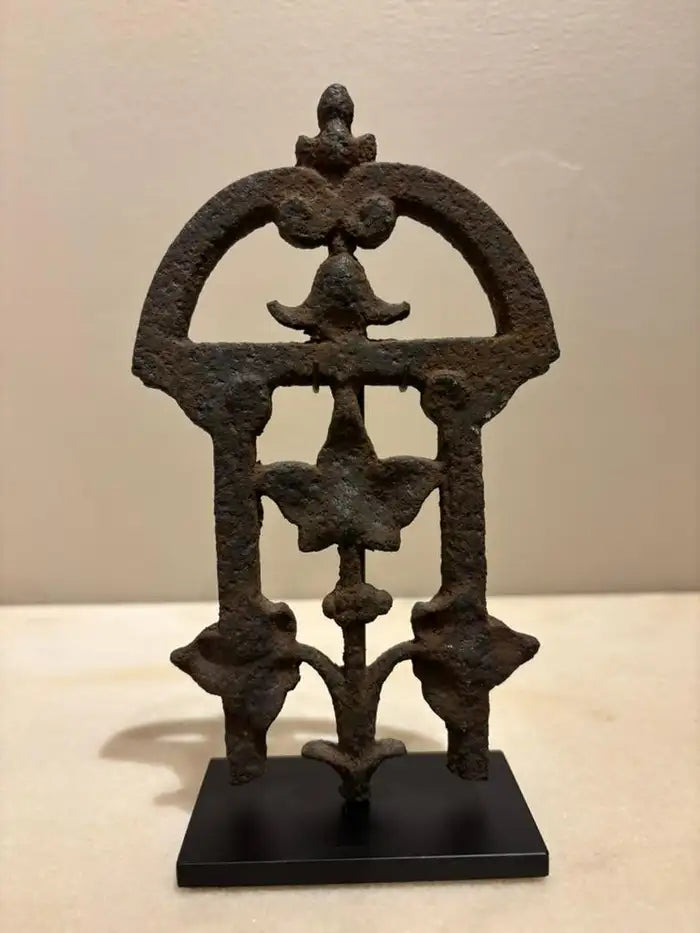Two 17th Century French Iron Choir Screen Fragments, Mounted on Custom Bases