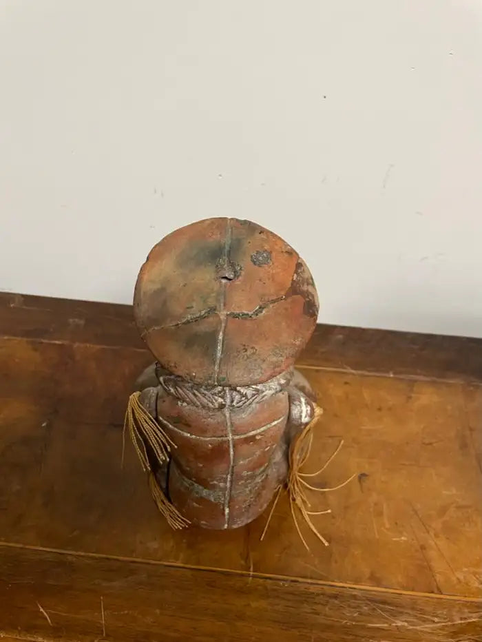 Mexican Terracotta Articulated Doll Figure Wearing a Military Hat