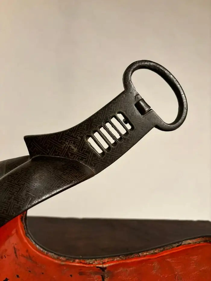 18th Century Japanese Silver Inlaid Iron Shogun Stirrup Abumi