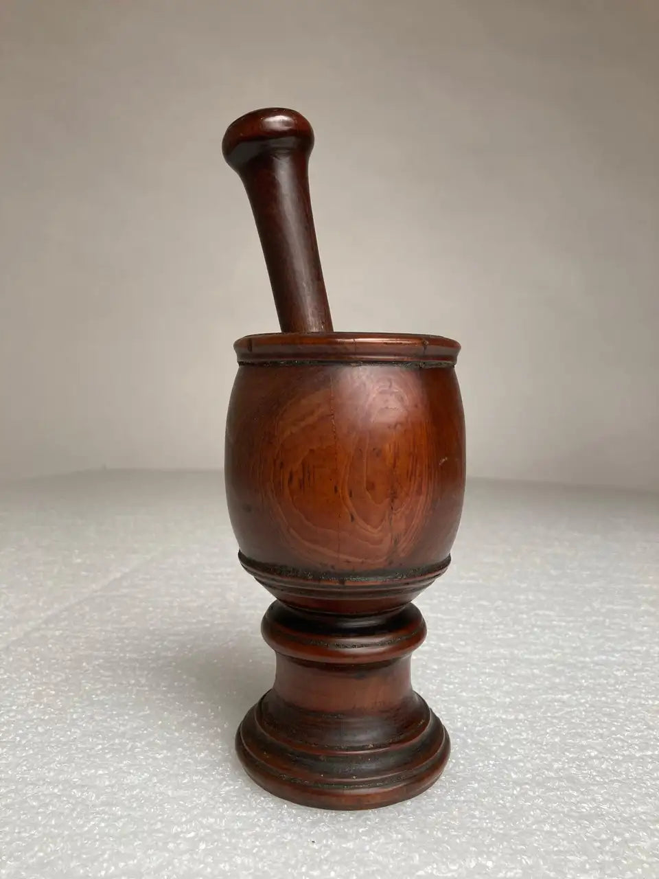 18th Century English Treen Yew Wood Mortar and Pestle