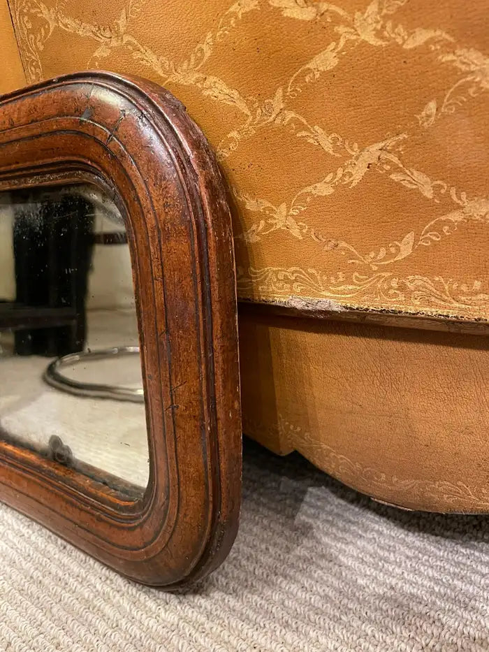 17th Century English Walnut Mirror with Original Glass, Small Scale