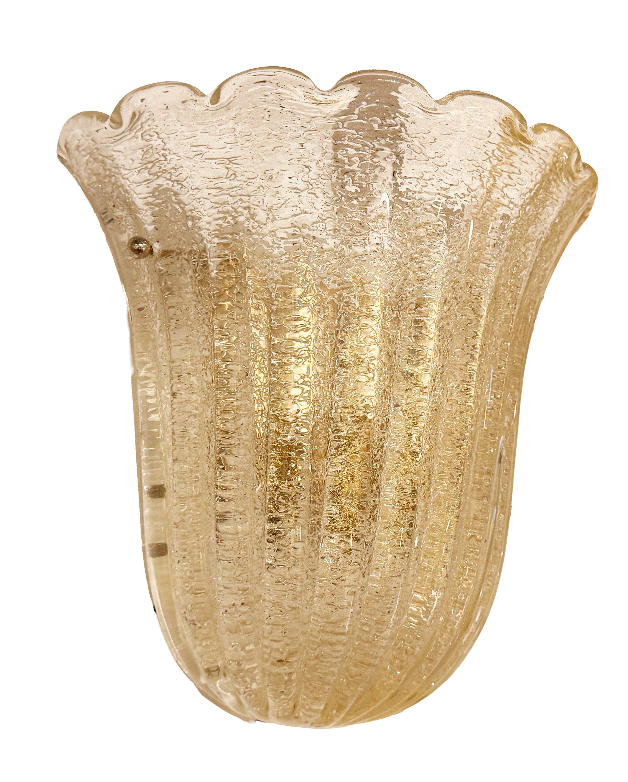 A Pair of Barovier & Toso Gold-Flecked Glass Sconces