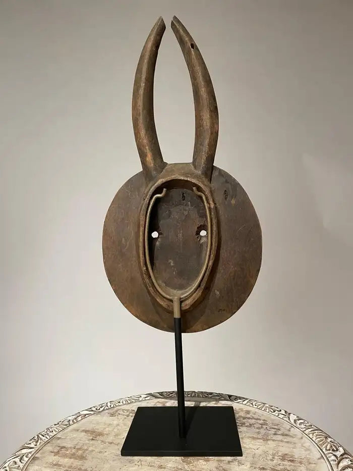 African Goli Style Tribal Mask Mounted on a Custom Steel Base