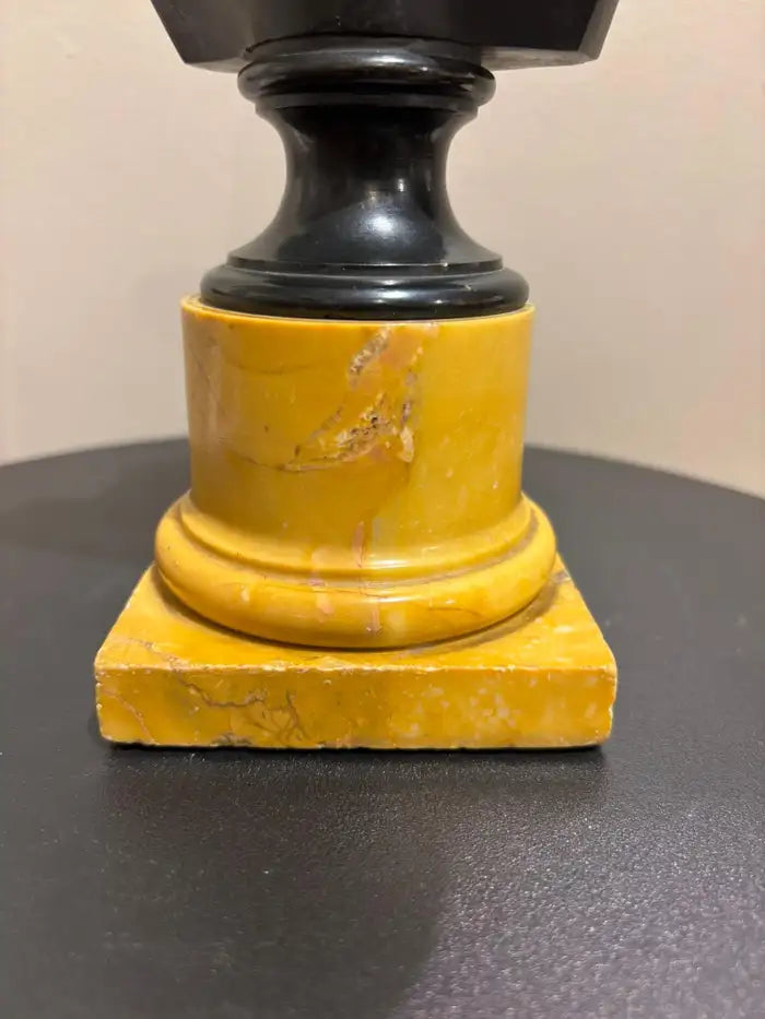 Signed Bronze Bust of Moses on a Sienna Marble Base, After Michelangelo