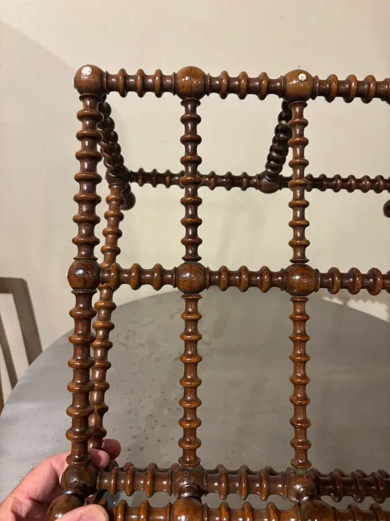 19th Century English Regency Turned Elmwood Book Stand with Bone Decoration