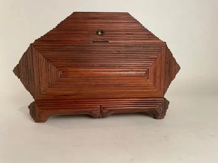 Tramp Art Box of Large Scale and Unusual Form