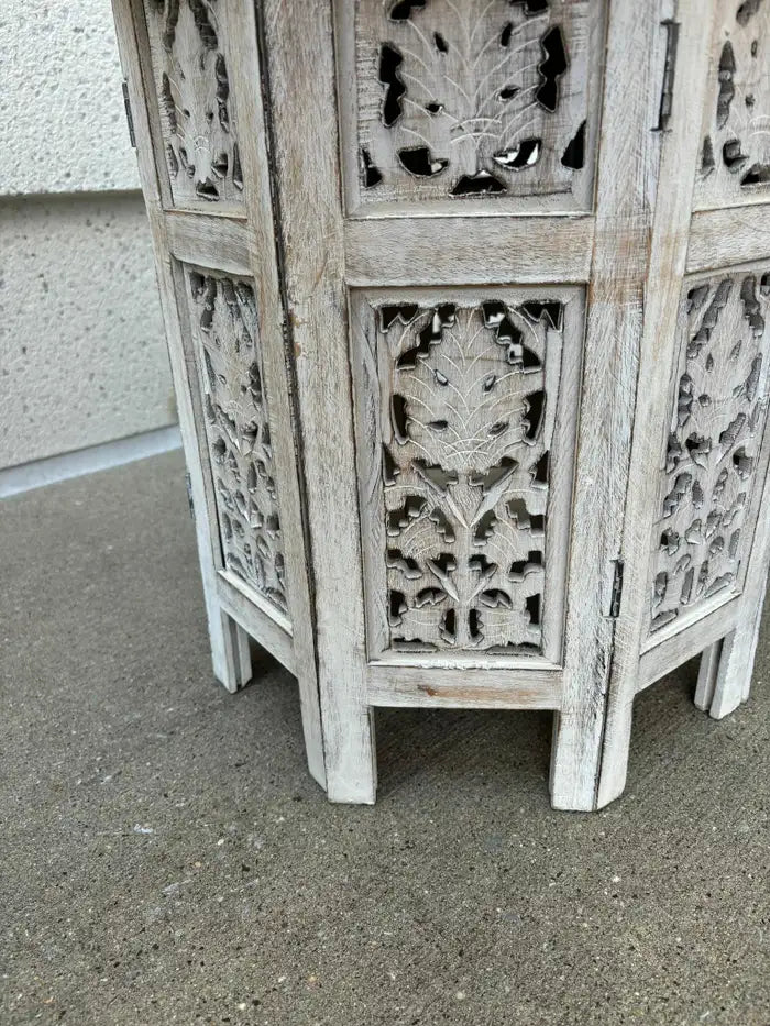 Pair Anglo Indian Carved and Painted Round Side Tables
