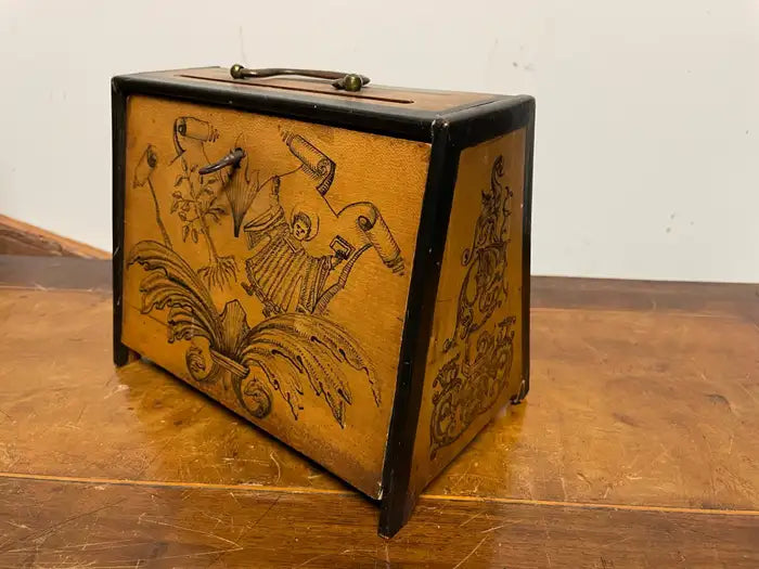 19th Century English Victorian Hand Painted Letter Box, Dated 1890