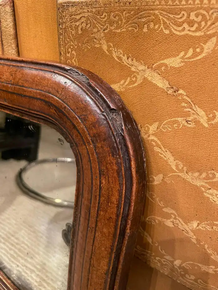 17th Century English Walnut Mirror with Original Glass, Small Scale