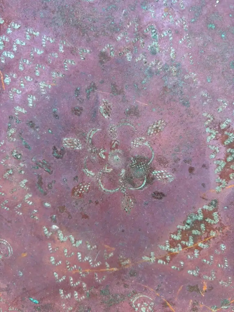 Moroccan Copper Charger With Etched Designs and Great Color