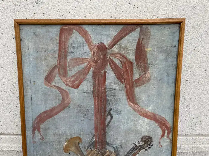 18th Century Italian Trompe L'Oeil Painting On Canvas Of Musical Instruments