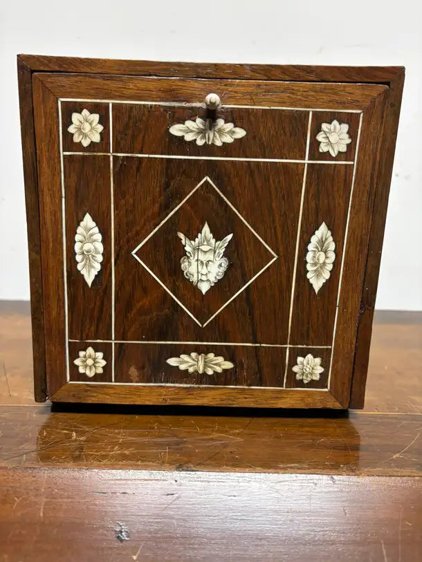 17th Century Dutch Baroque Rosewood Chest with Etched Bone Inlay