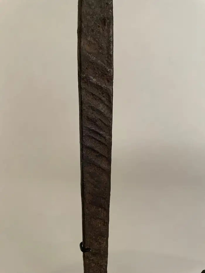 Pair of African Iron Bandaka Hoe Currency, Mounted on Custom Steel Bases