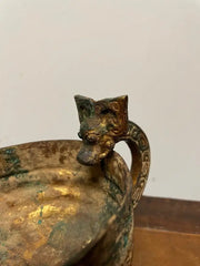 Chinese Archaic Style Gilt Bronze and Verdigris Vessel