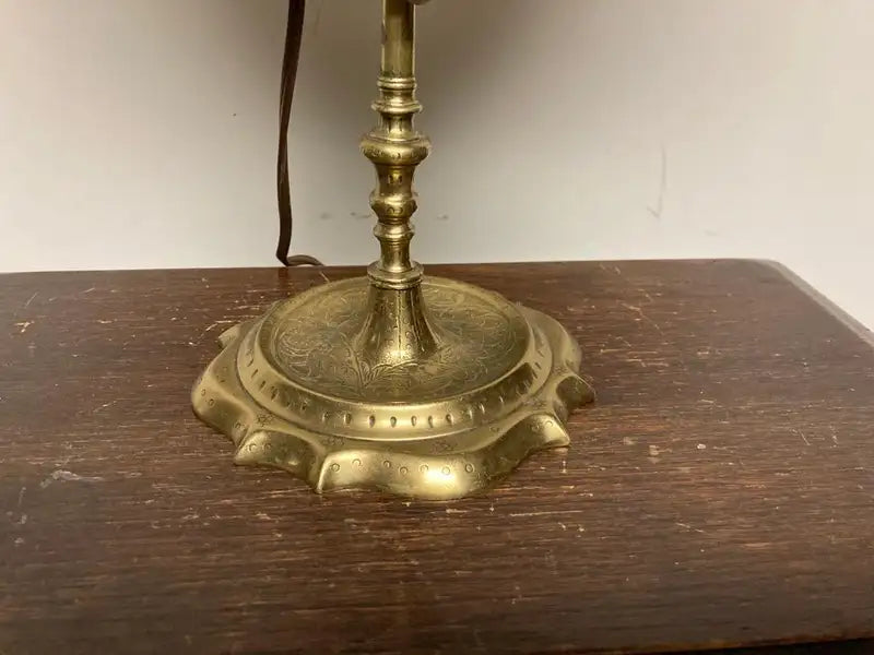 An Early 19th Century French Bouillotte Lamp with Green Tole Shade
