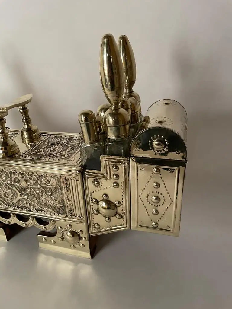 19th Century Turkish Brass Repousse Valet Shoe Shine Decorative Stand