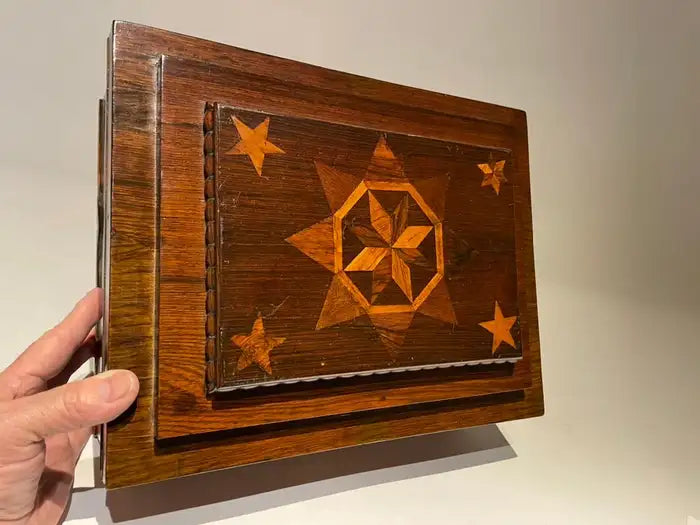 19th Century American Rosewood Box with Fruit Wood Star Inlay